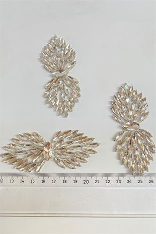 Şeffaf Mekik Taşlı Ütüyle Yapışan Parlak Taşlı Aplik