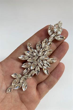 Şeffaf Mekik Taşlı Ütüyle Yapışan Parlak Taşlı Aplik