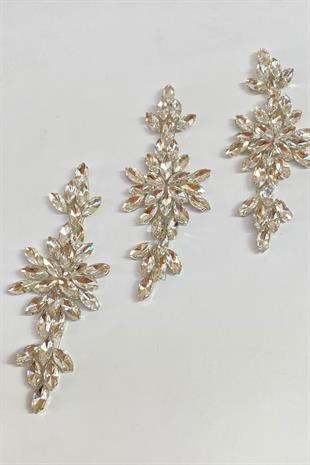 Şeffaf Mekik Taşlı Ütüyle Yapışan Parlak Taşlı Aplik