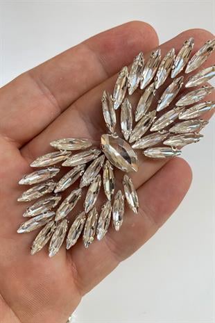 Şeffaf Mekik Taşlı Ütüyle Yapışan Parlak Taşlı Aplik