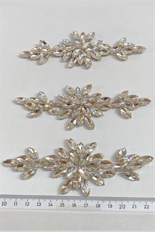 Şeffaf Mekik Taşlı Ütüyle Yapışan Parlak Taşlı Aplik