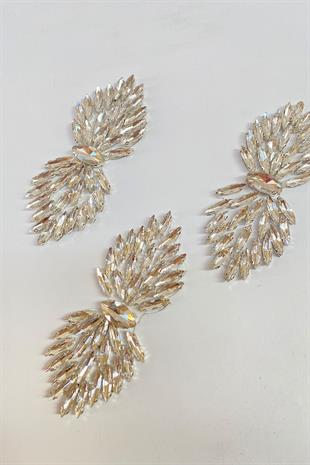 Şeffaf Mekik Taşlı Ütüyle Yapışan Parlak Taşlı Aplik