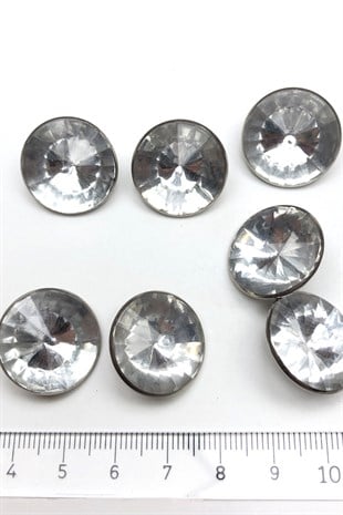 زر حجر بلاستيكي مغلف بالمعدن الشفاف