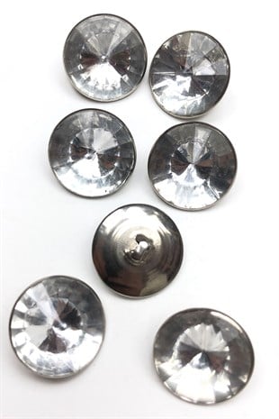 زر حجر بلاستيكي مغلف بالمعدن الشفاف