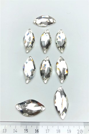 Şeffaf Parlak Mekik Dikme Kristal Sworovski Boncuk 5 Adet