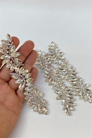 Şeffaf Su Yolu Motifli Ütüyle Yapışan Parlak Taşlı Aplik