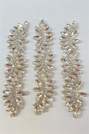 Şeffaf Su Yolu Motifli Ütüyle Yapışan Parlak Taşlı Aplik