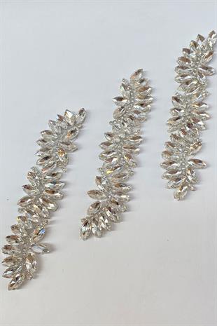 Şeffaf Su Yolu Motifli Ütüyle Yapışan Parlak Taşlı Aplik