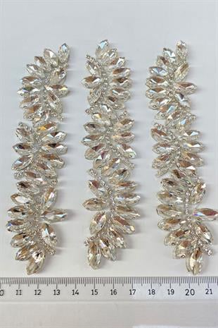 Şeffaf Su Yolu Motifli Ütüyle Yapışan Parlak Taşlı Aplik