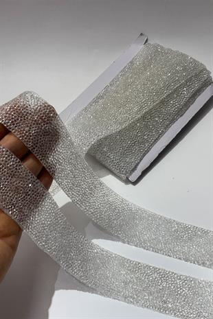 Şeffaf Ütüyle Yapışan Şerit Taş Boncuk 4 Cm