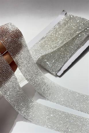 Şeffaf Ütüyle Yapışan Şerit Taş Boncuk 4 Cm