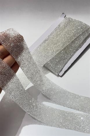 Şeffaf Ütüyle Yapışan Şerit Taş Boncuk 4 Cm