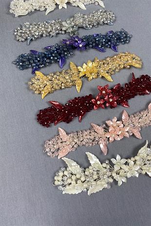 Şeffaf Yaprak ve Kristal Boncuklu Gelin Saç ve Türban Aksesuarı
