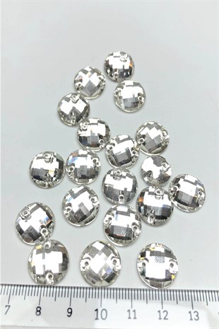 Şeffaf Yuvarlak Cam Dikme Kristal Sworovski Boncuk 10 Adet