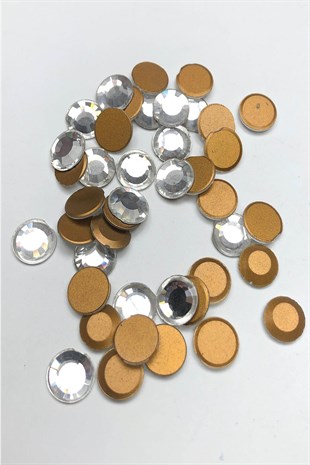 Şeffaf Yuvarlak Cam Yapıştırma Kristal Boncuk 25 Adet