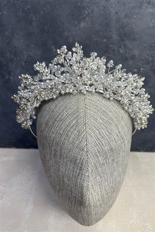 Serva Yoğun Boncuk İşlemeli Tasarım Gelin Kına Tacı