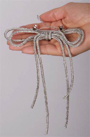 Seyran Taşlı Otomatik Fiyonk Toka Saç Aksesuarı Beyaz