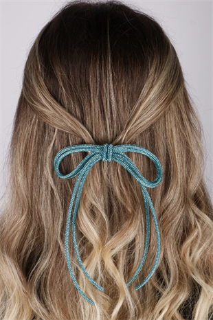 Seyran Taşlı Otomatik Fiyonk Toka Saç Aksesuarı Mavi
