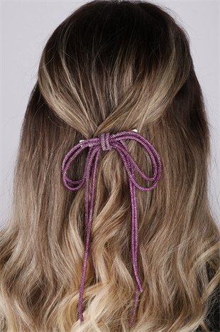 Seyran Taşlı Otomatik Fiyonk Toka Saç Aksesuarı Mor