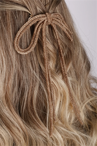 Seyran Taşlı Otomatik Fiyonk Toka Saç Aksesuarı Bej