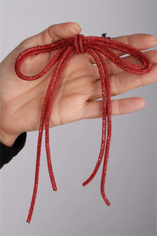 Seyran Taşlı Otomatik Fiyonk Toka Saç Aksesuarı Kırmızı