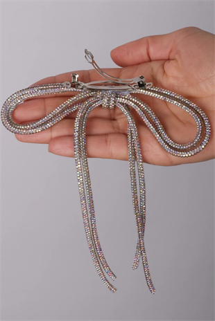 Seyran Taşlı Otomatik Fiyonk Toka Saç Aksesuarı Janjanlı