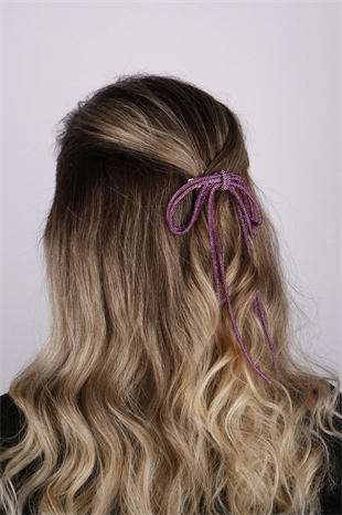 Seyran Taşlı Otomatik Fiyonk Toka Saç Aksesuarı Mor