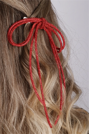 Seyran Taşlı Otomatik Fiyonk Toka Saç Aksesuarı Kırmızı