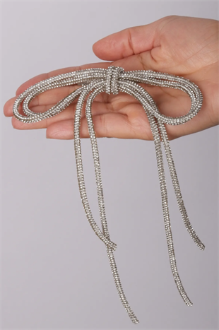 Seyran Taşlı Otomatik Fiyonk Toka Saç Aksesuarı Beyaz