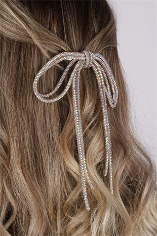 Seyran Taşlı Otomatik Fiyonk Toka Saç Aksesuarı Janjanlı