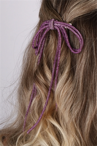Seyran Taşlı Otomatik Fiyonk Toka Saç Aksesuarı Mor