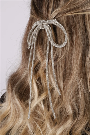 Seyran Taşlı Otomatik Fiyonk Toka Saç Aksesuarı Beyaz