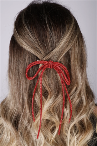 Seyran Taşlı Otomatik Fiyonk Toka Saç Aksesuarı Kırmızı