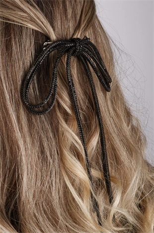 Seyran Taşlı Otomatik Fiyonk Toka Saç Aksesuarı Siyah