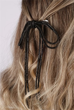 Seyran Taşlı Otomatik Fiyonk Toka Saç Aksesuarı Siyah