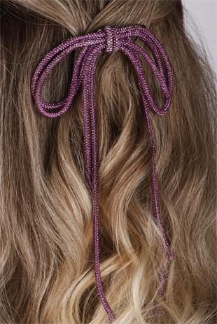 Seyran Taşlı Otomatik Fiyonk Toka Saç Aksesuarı Mor