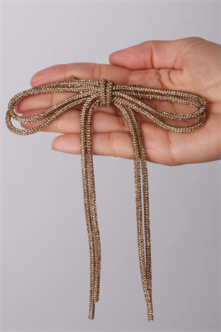 Seyran Taşlı Otomatik Fiyonk Toka Saç Aksesuarı Bej