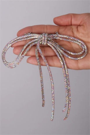 Seyran Taşlı Otomatik Fiyonk Toka Saç Aksesuarı Janjanlı