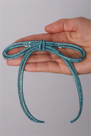 Seyran Taşlı Otomatik Fiyonk Toka Saç Aksesuarı Mavi