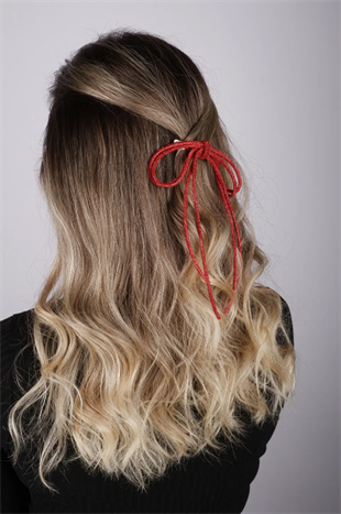 Seyran Taşlı Otomatik Fiyonk Toka Saç Aksesuarı Kırmızı