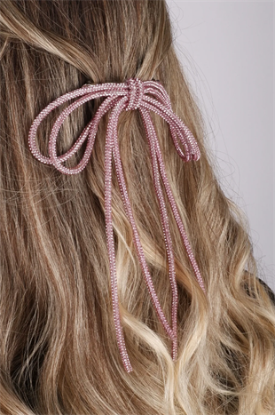 Seyran Taşlı Otomatik Fiyonk Toka Saç Aksesuarı Pembe