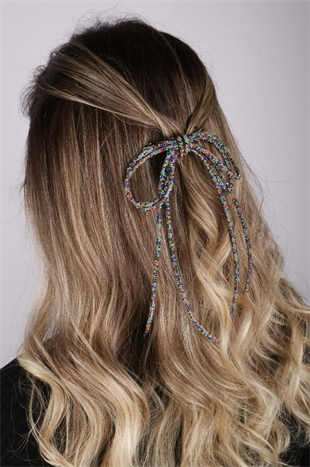 Seyran Taşlı Otomatik Fiyonk Toka Saç Aksesuarı Çok Renkli