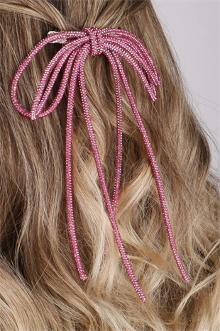 Seyran Taşlı Otomatik Fiyonk Toka Saç Aksesuarı Fuşya