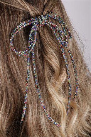 Seyran Taşlı Otomatik Fiyonk Toka Saç Aksesuarı Çok Renkli