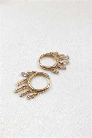 shakira Model Sallantılı Baget Taşlı Küpe