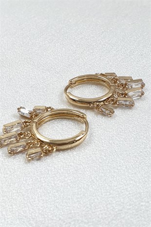 shakira Model Sallantılı Baget Taşlı Küpe