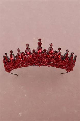 Chic Crystal Stone Elegant Bridal Wedding Henna Crown Burgundy