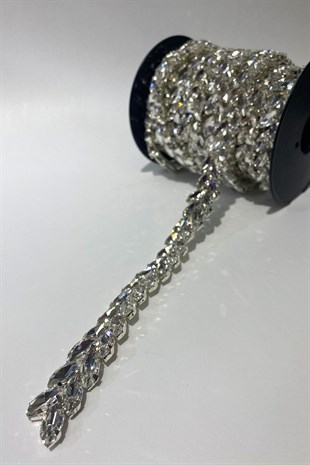 Sık Mekik Cam Taşlı Parlak Abiye Taşlı Şerit