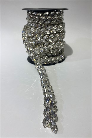 Sık Mekik Cam Taşlı Parlak Abiye Taşlı Şerit