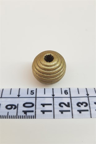 Silindir Çizgili Sarı Ahşap Boncuk